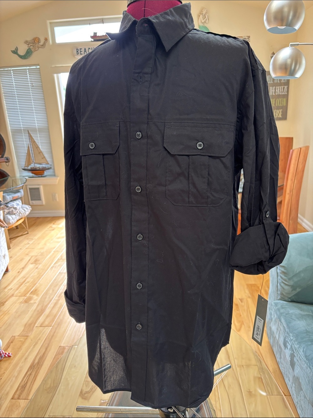 Apt. 9 Black Lightweight Utility Shirt Jacket